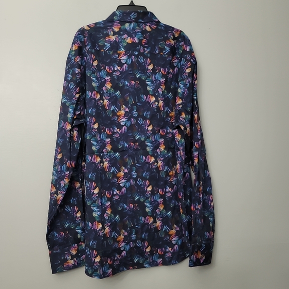 Bugatchi JULIAN Floral Print Shirt Long Sleeve Shirt Shaped Fit - Picture 3 of 10